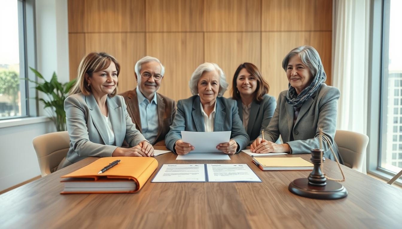 Family reviewing legal documents